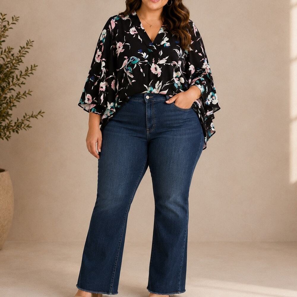 Old Navy Flared Trouser Jeans Womens Plus Size 22 Extra High Rise Flat Front NWT